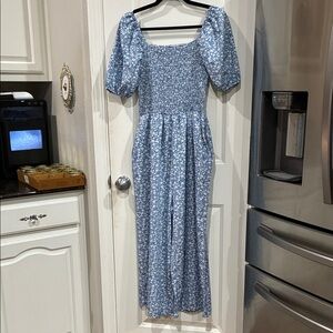 Blue Ditzy Floral Women's Jumpsuit XL